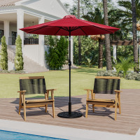 Flash Furniture GM-402003-RED-GG Red 9 FT Round Umbrella with 1.5